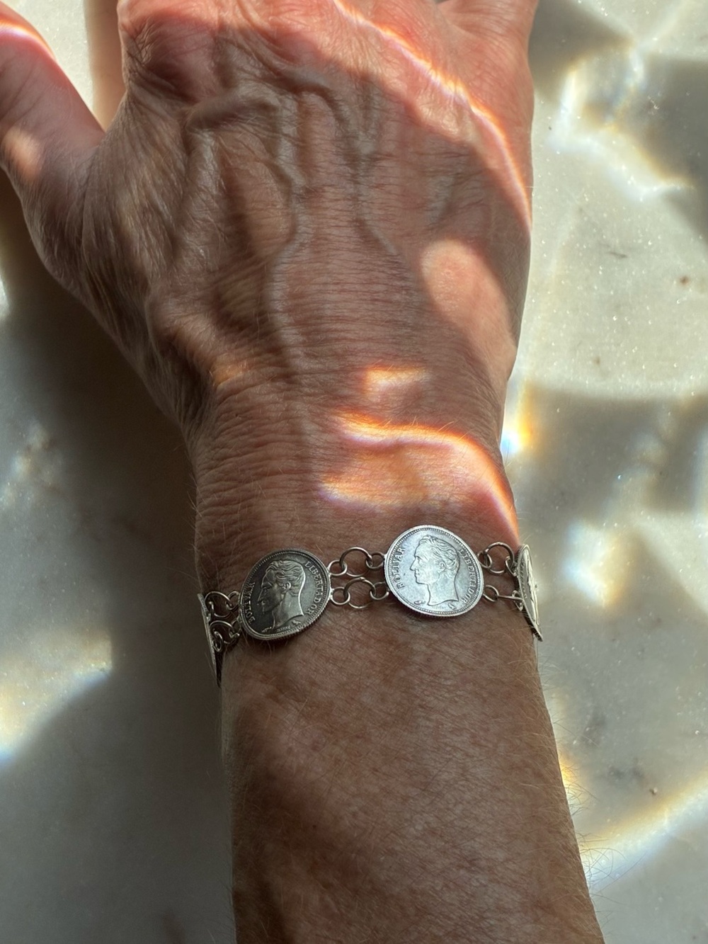 Vintage 1960’s Silver Venezuelan Coin Bracelet
